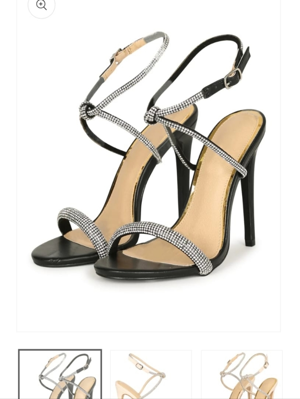 KAYLEEN‎ By Los Angeles Black Rhinestone Strappy High Heels Size 8